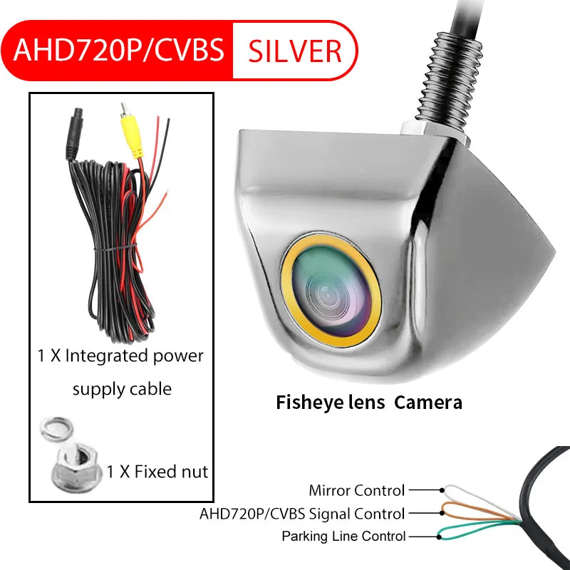 Universal Car Rear View Backup Camera 170° Fisheye Night Vision Waterproof 12V AHD/CVBS
