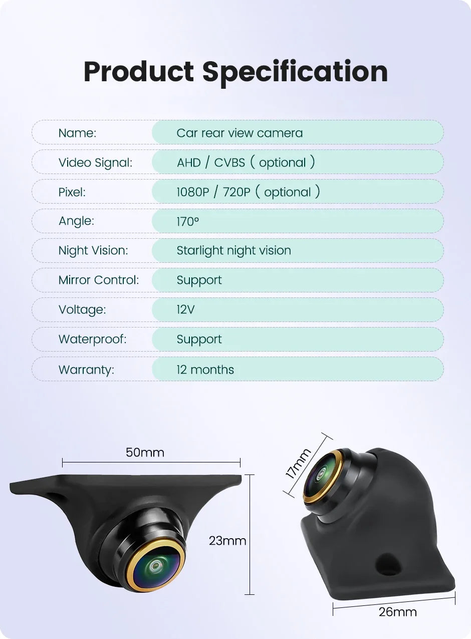 AHD 1920x1080P Car Rear View Camera 170 Fisheye Lens Full HD Night Vision Vehicle Reversing Front Cameras Aviation Head Wiring