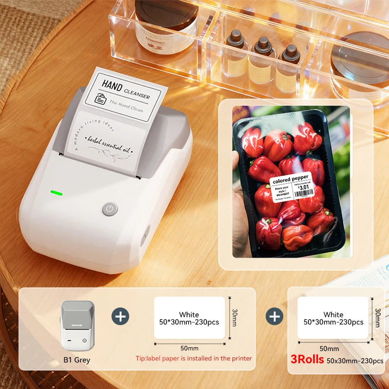NIIMBOT B1 Bluetooth thermal label printer 2 inch portable sticker maker with tapes