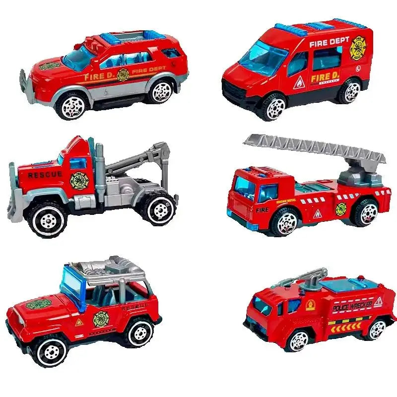 Fire Fighting Vehicle Set Construction City Rescue Fire Ladder Truck Tanker Water Cannon Car Alloy+Plastic Toys for Children