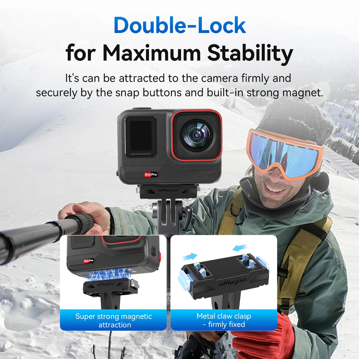 aMagisn Magnetic Quick Release Mount Adapter for Insta360 X5/X4/Ace Pro 2, 2pcs