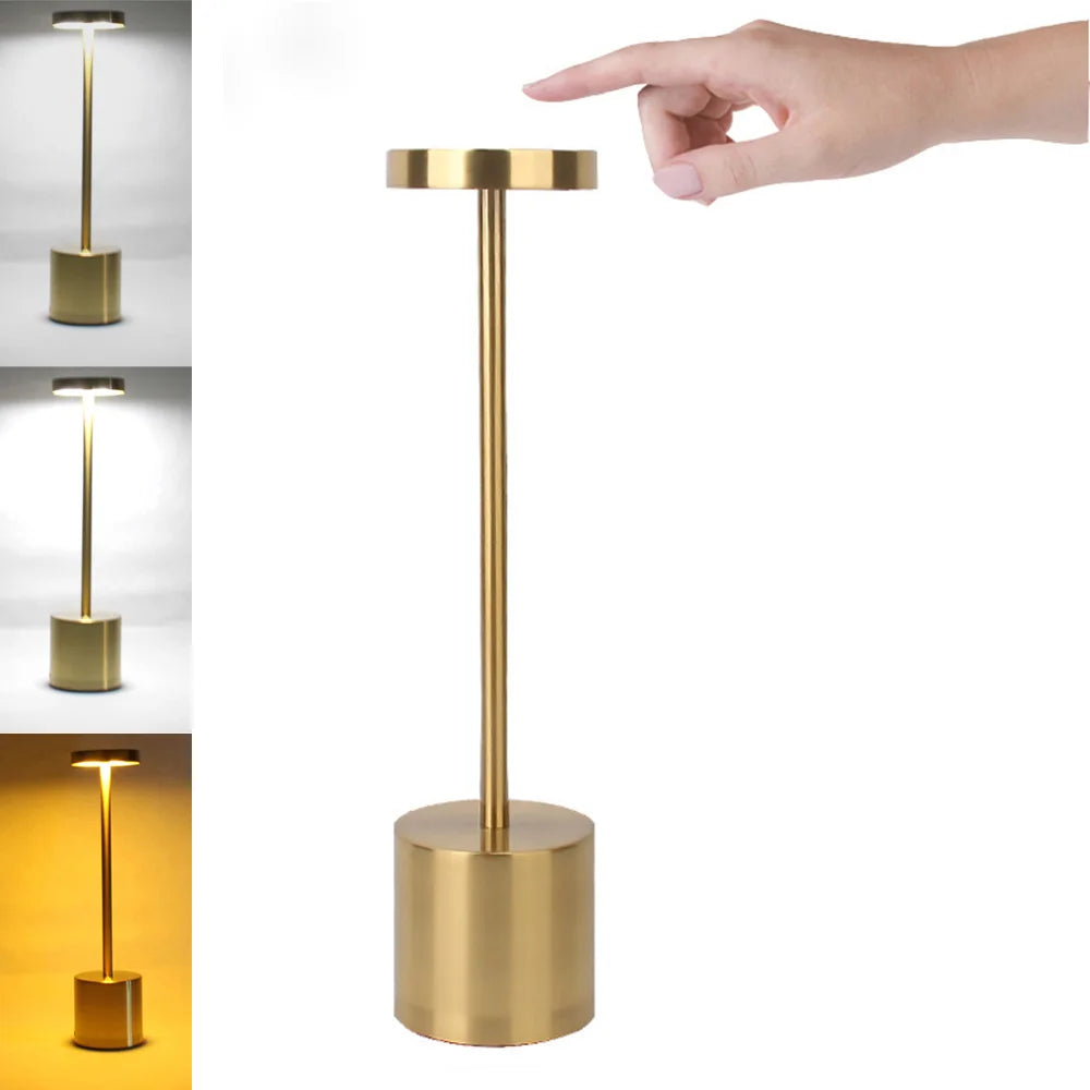 LED Touch Sensor Table Lamp USB Rechargeable Portable Night Light, Gold/Rose Gold/Silver/Black