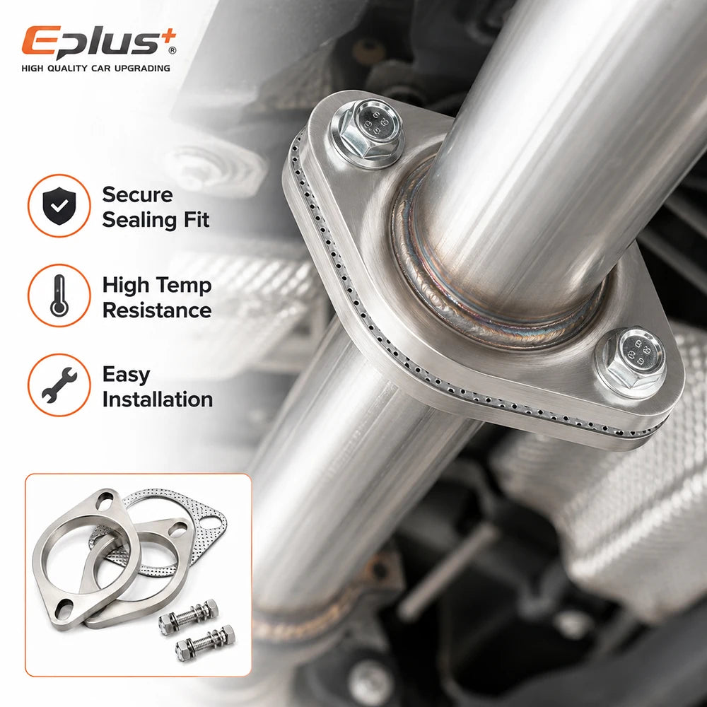 Eplus Car Motorcycle Exhaust pipe Muffler Flange Joint Kit Universal 2 Holes 304 Stainless Steel 51MM 63MM 76MM