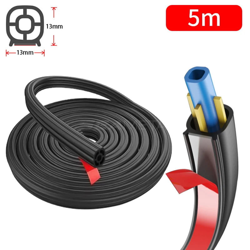 BLALION 5/16/25m Car Door Seal Strips Sticker Double Layer Weatherstrip Rubber Sound Insulation For Car Door Trunk Engine Cover