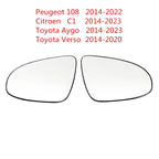 Side Mirror Glass For Peugeot 108 2014-2022 Citroen C1 Toyota Aygo 2014-2023 Verso 2014-2020 With Heating Rearview Mirror Lens