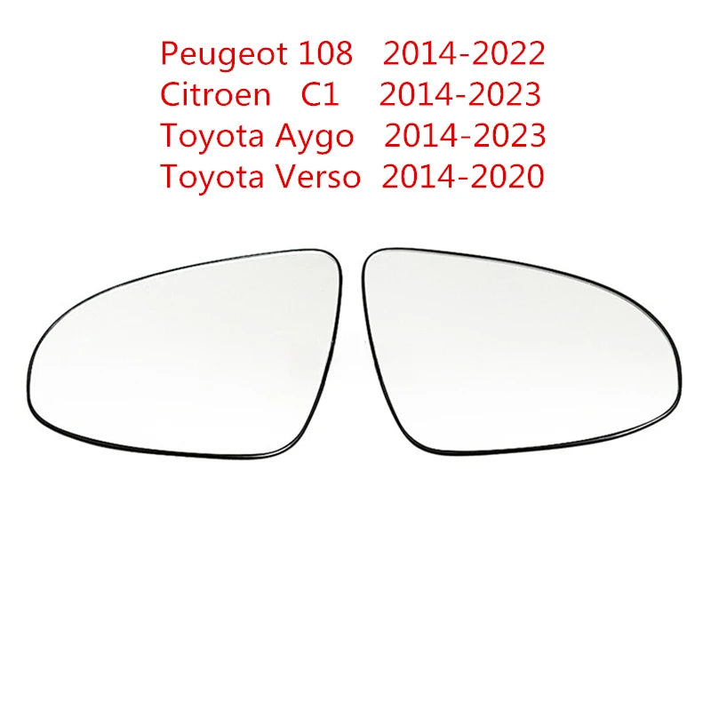 Side Mirror Glass For Peugeot 108 2014-2022 Citroen C1 Toyota Aygo 2014-2023 Verso 2014-2020 With Heating Rearview Mirror Lens