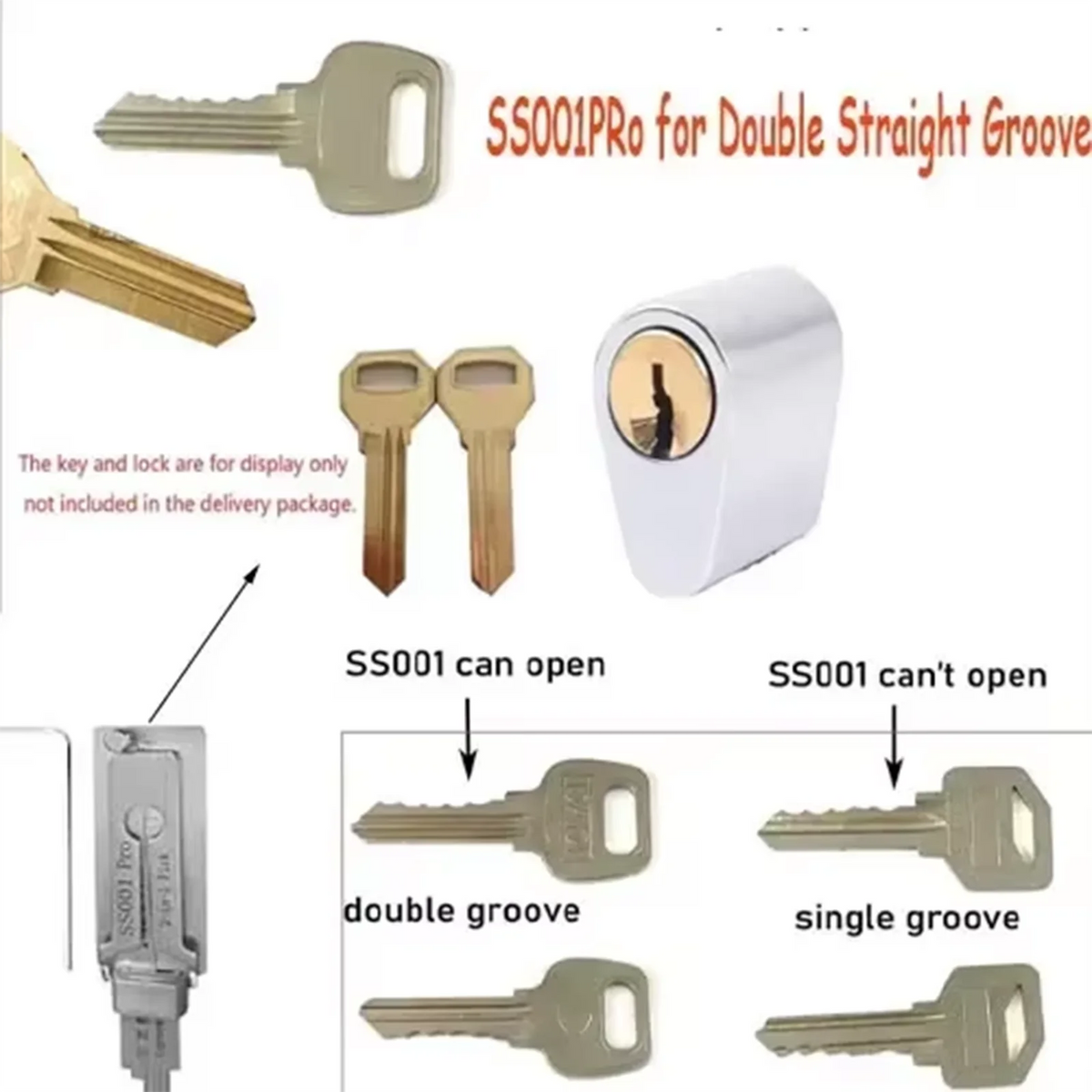 For Lishi Yale Picks Picking SS001 2 In1 Locksmith Tools Master Key Decoder Micha Decoder Hooks Topolines To Open Locks