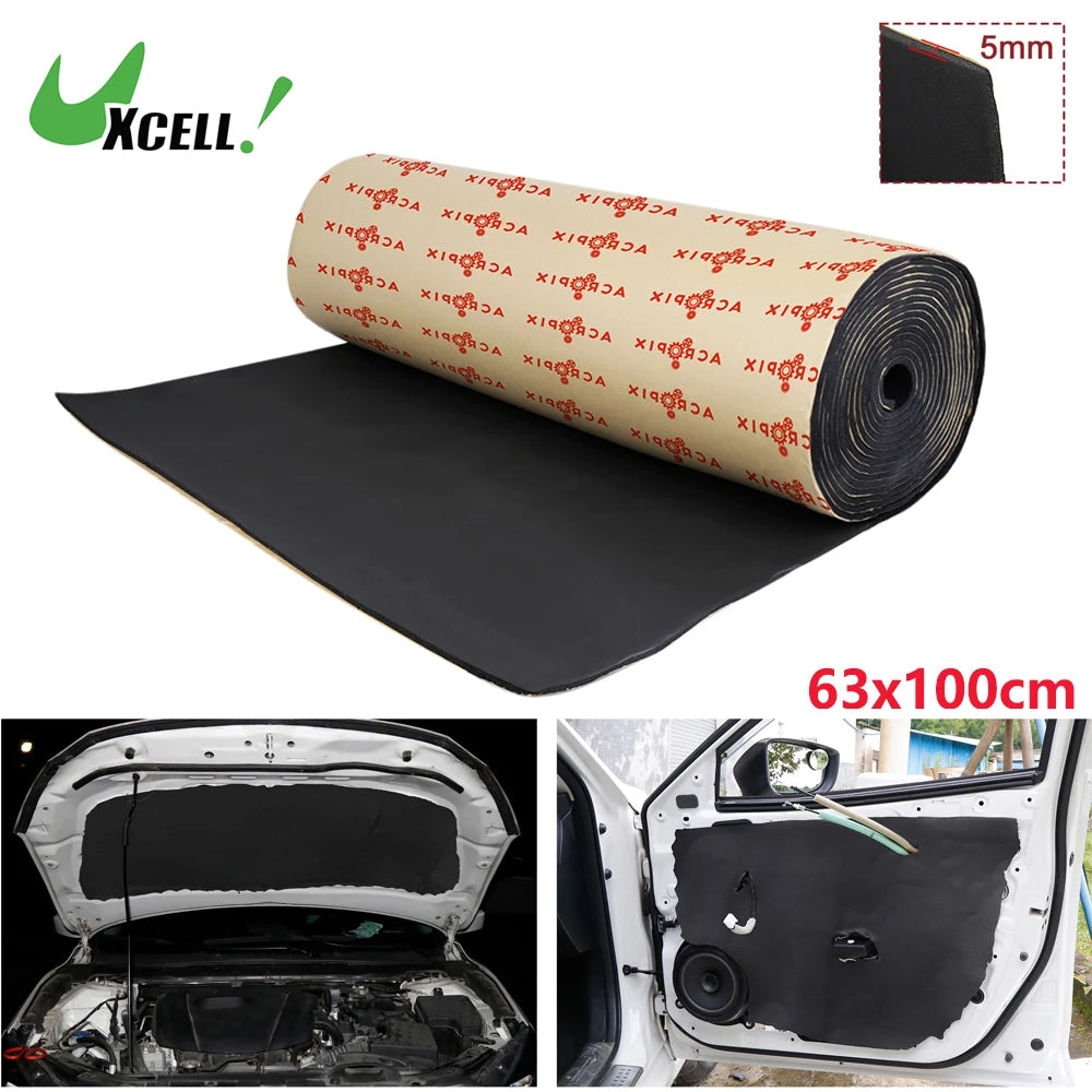 Uxcell 200X50cm 5mm 8mm 10mm 10.76sqft Car Acoustic Foam Floor Tailgate Sound Insulation Deadener Mat Noise Reduction Pad Black