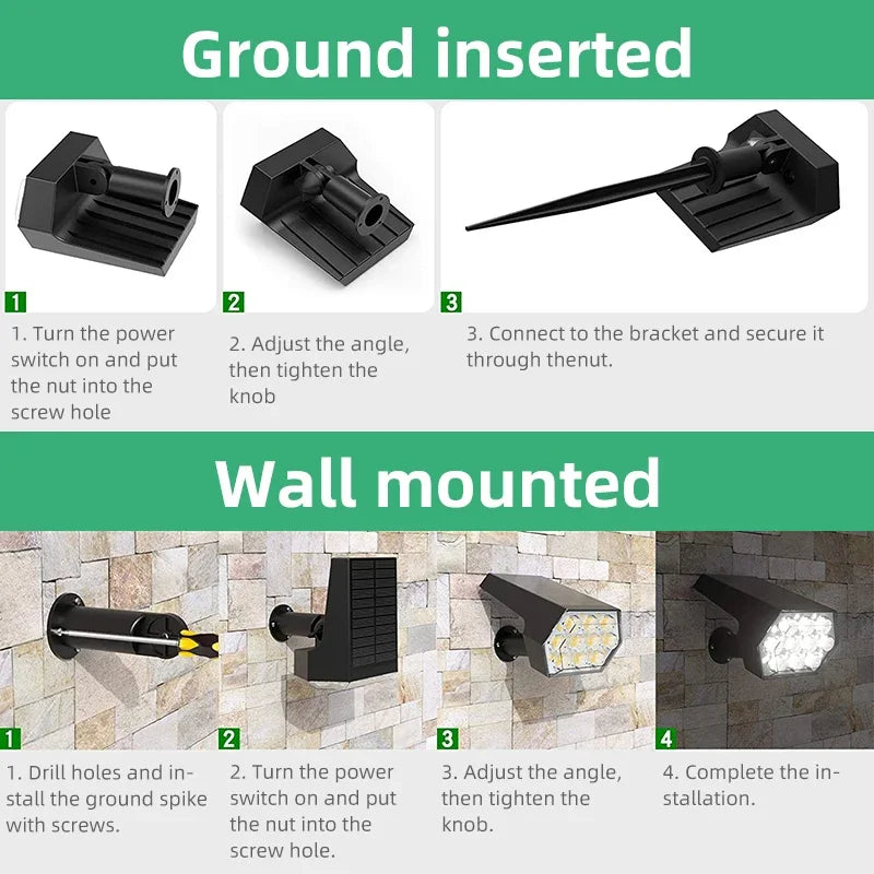 Solar Lights Outdoor  92 LED Solar Spot Lights Outdoor IP67 Waterproof Solar Garden Lights 2 In 1 for Yard Garden Porch