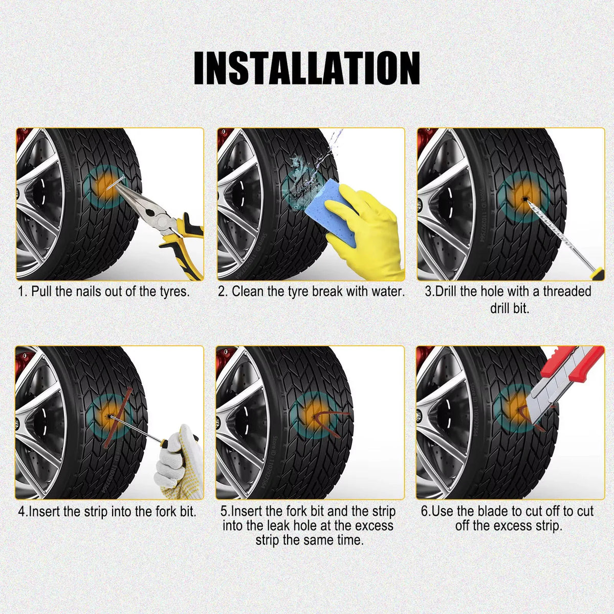ZFOUEK Auto Tire Repair Kit Puncture Plug Tools Tyre Puncture Emergency for Universal Tire Strips Stiring Glue Repair Tool