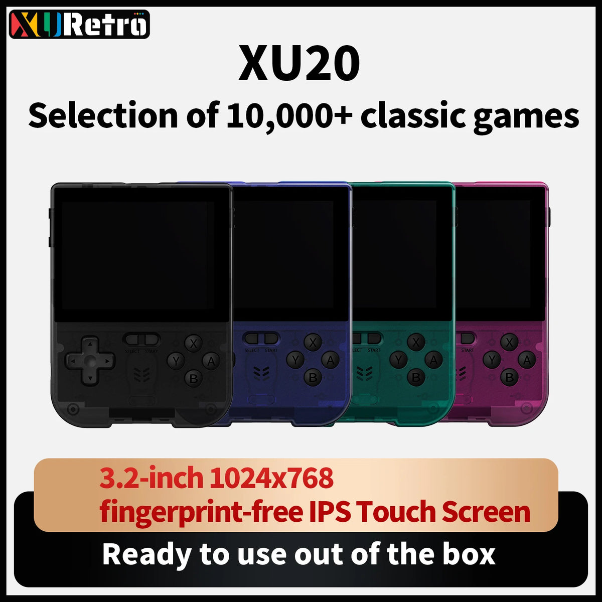 Coopreme XU20 V32 64-bit Android Game Console Multi-touch Aurora Launcher 3.2 Inch IPS Display Handheld Gaming Device