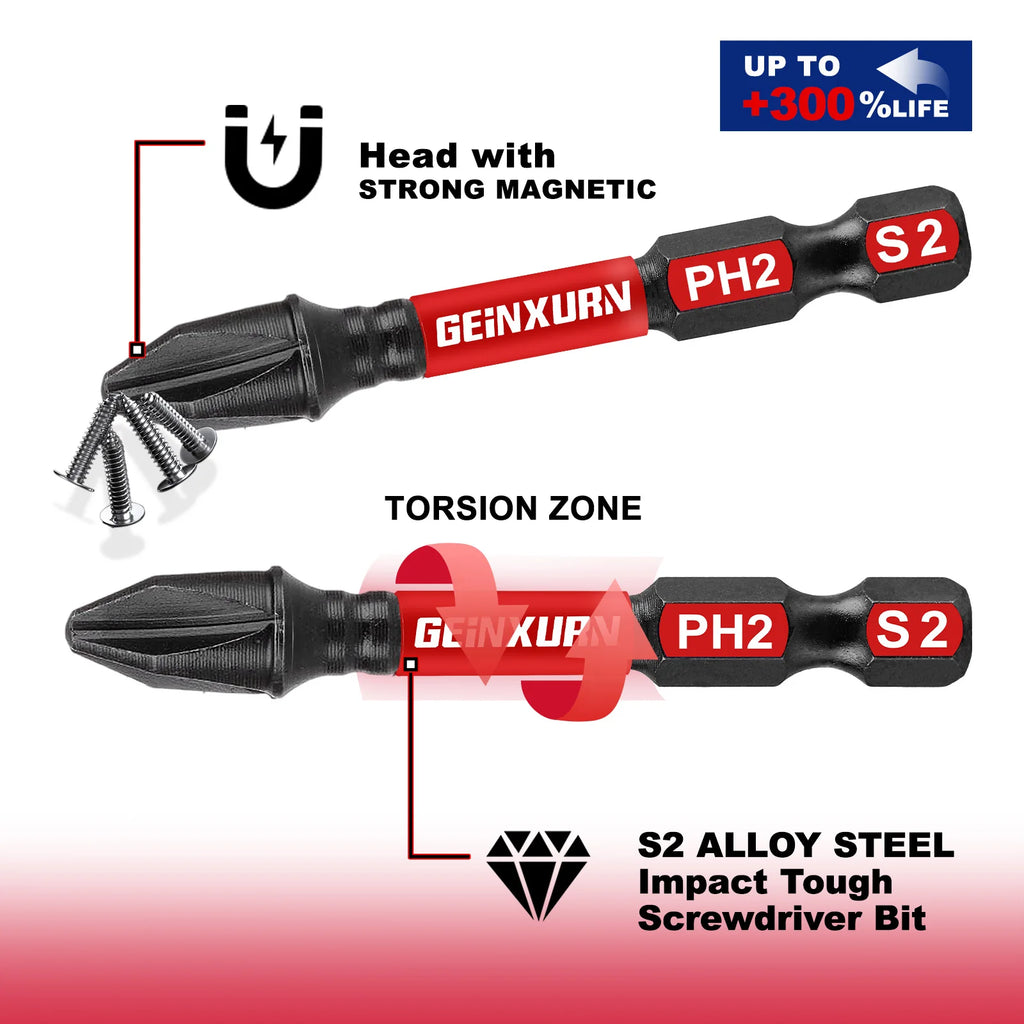 Geinxurn Impact Screwdriver Bits Set,Case Storage Magnetic S2 Steel Multi Insert Power Bits Tips with Bit Holder and Nut Driver