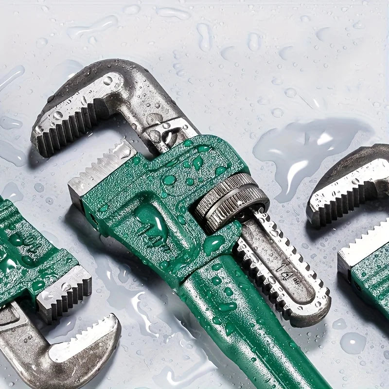 8/10/12/14 Inch Heavy-Duty Steel Pipe Wrench Set, Adjustable Straight Plumbing Wrench with Soft Grip Handle
