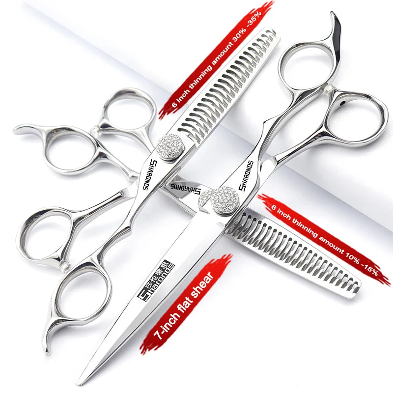 440C Japanese Stainless Hairdressing Scissors 6 Inch / 7 Inch Hair Scissors Right hand Barber Shears Left Handle Hair Cutting