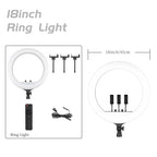 SH 18 Inch Knob Ring Light LED Selfie Video Lamp With Tripod Stand Phone Clip For YouTube Live Lighting Photo Photography Studio