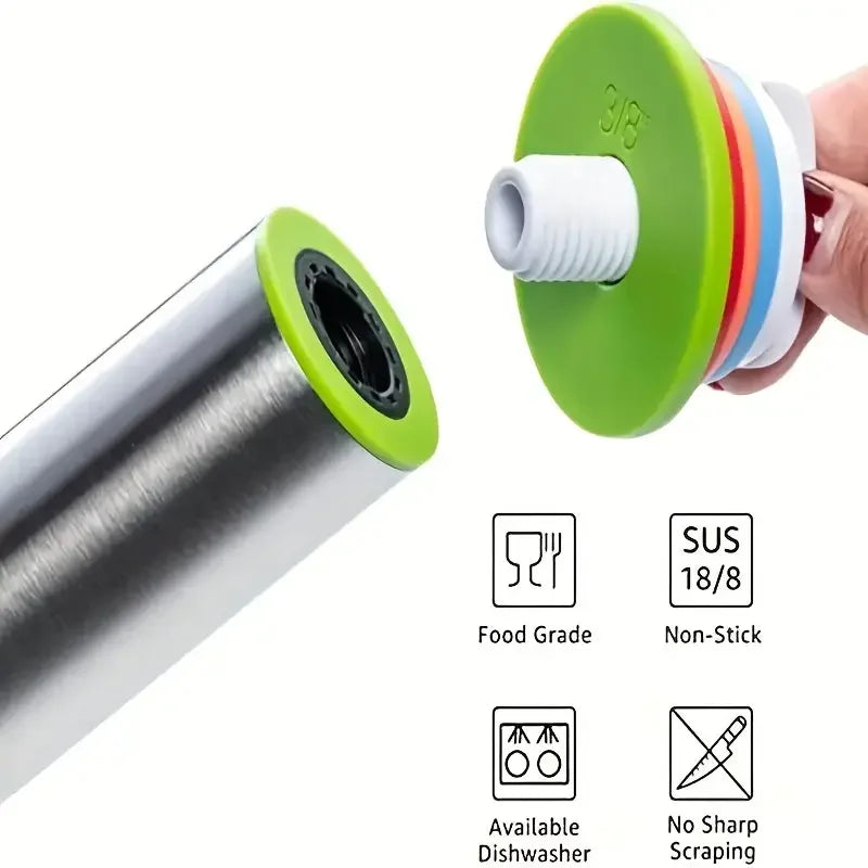 Adjustable Thickness Rolling Pin-Stainless Steel with Measurement Marks Even Dough Every Time Kitchen Baking Tool Easy to Clean