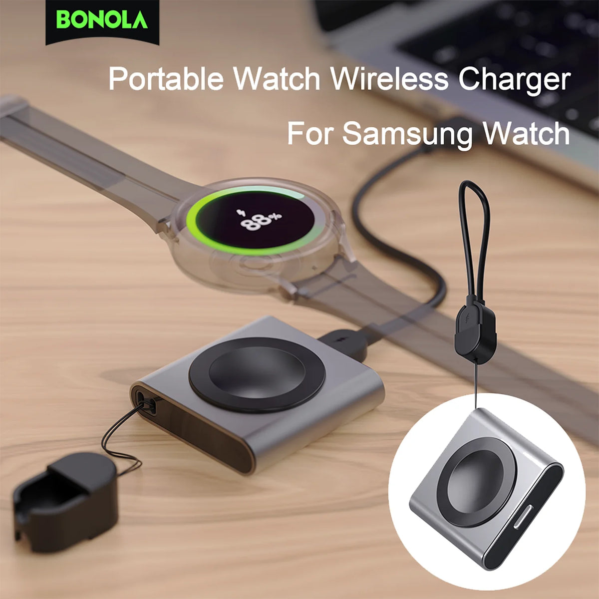 Bonola Magnetic Watch Wireless Charger Portable USB C Cable Fast Charging Dock Station For Samsung Galaxy Watch Ultra 8/7/6/5/4
