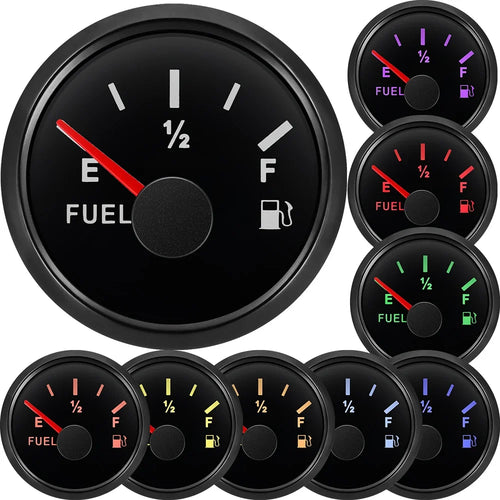 0-190 Ohm Fuel Level Sensor + 52mm Fuel Gauge Kit, Waterproof, 12V/24V, 100-550mm