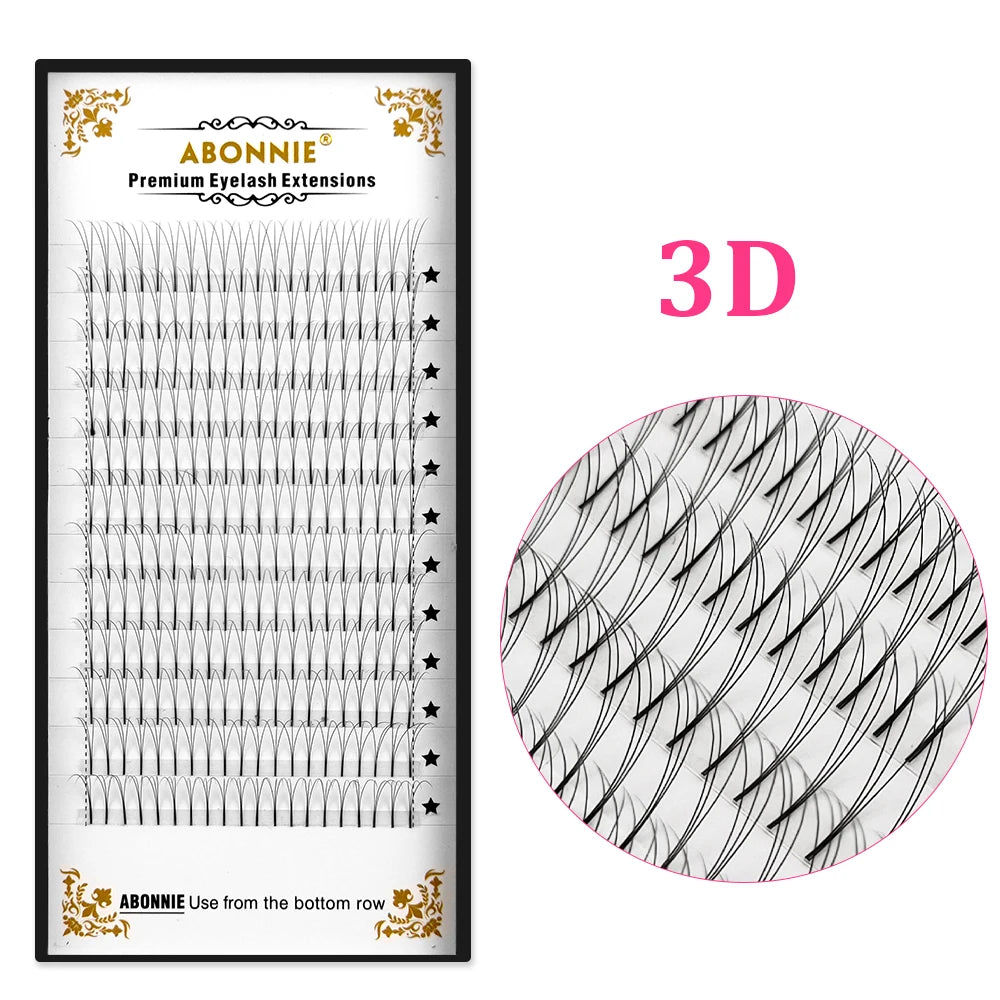 Abonnie 10 Cases Russian Volume Eyelash Extensions Eyelash Bouquets Volume Long Stem Soft Matte Black Premade Extension