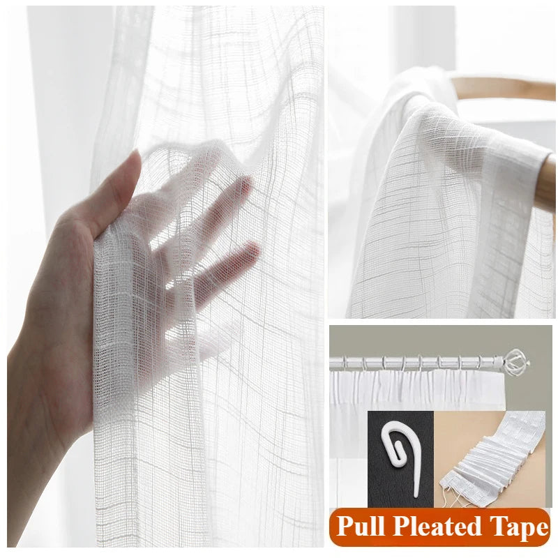 Modern Minimalist 1pc White Tulle Sheer Curtains Window Curtains for Living Room Bedroom Dining Blackout Decor Elegant Thick