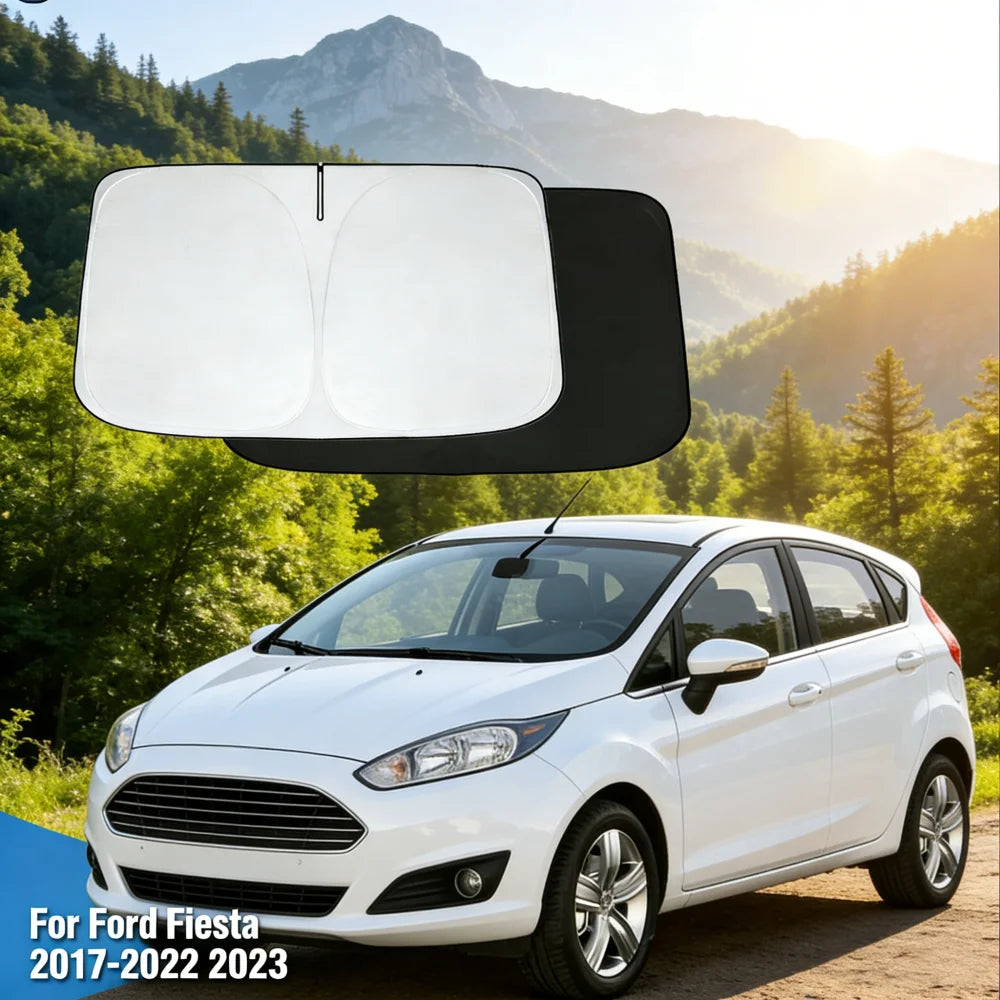 Windshield Sun Shade for Ford Fiesta 2008-2023 Foldable UV Blocker Silver 1pc