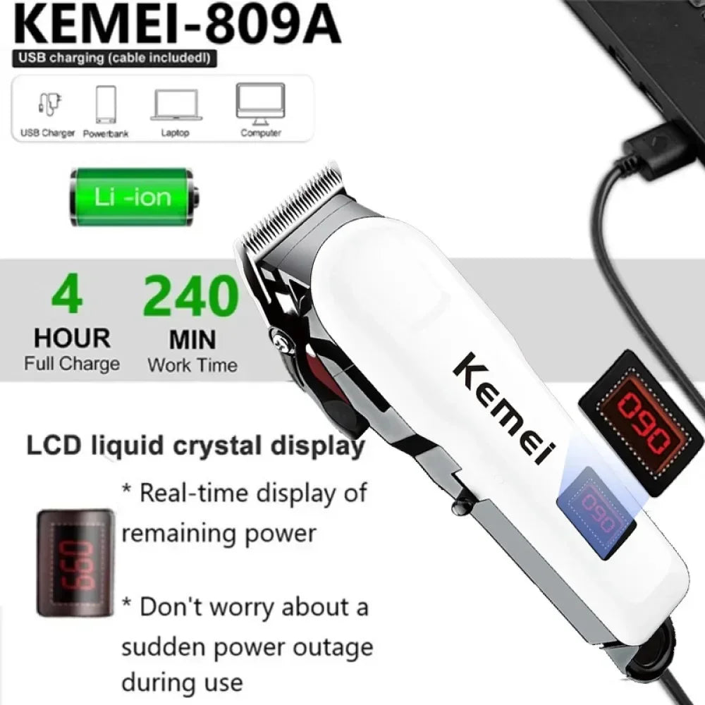 Kemei Hair Clipper Or Blade Hair Cut Maching Wireless Trimmer Men Professional Clipper Machine Rechargeable Hair Cut Barber 809A