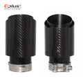 Universal Glossy Carbon Fiber Car Muffler Tip Exhaust System Pipe Mufflers Nozzle Straight stainless steel Black