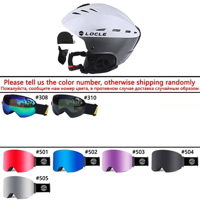 LOCLE Professional Skiing Helmet Men Women Children Ski Helmet Snow Skating Snowboard Snowmobile Skateboard Helmet Size 52-61cm