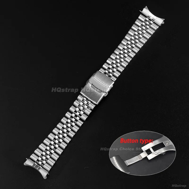 For Seiko Watch Band 22mm 20mm 18mm Strap for Jubilee Replacement Bracelet Curved End Stainless Steel Watchband Accessories
