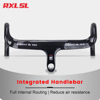 RXL SL Carbon Road Handlebar Integrated Racing Bike Speed 28.6 Black Internal Routing Drop Handle Bars For Bicycle 400/420/440