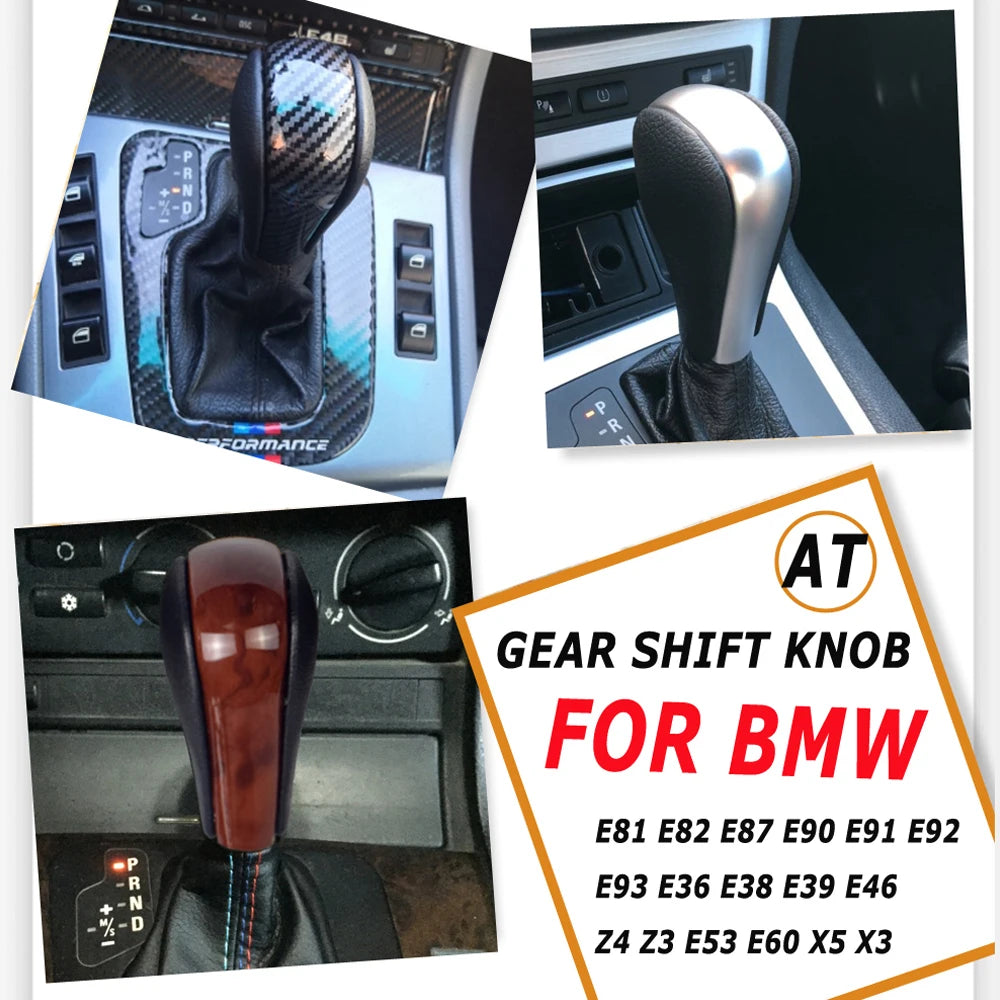 Automatic Car Gear Shift Knob For BMW E39 E46 E53 E60 E61 E63 E64 E81 E82 E87 E90 E91 E92 E93 E83 ABS Carbon fiber Car Styling