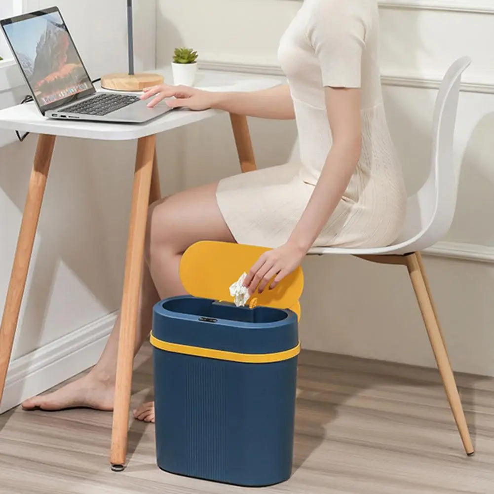 12L Dual Mode Kitchen Trash Can Smart Induction Trash Can Living Waterproof Garbage Can Bathroom Automatic Smart Trash Bin