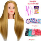 Mannequin Head 100% Synthetic Hair Hairdresser Training Head With Tripod Manikin Cosmetology Doll Head For Braiding Styling