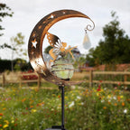 1pc Solar Lawn Light - Cat Paw & Butterfly Design with Moon & Stars, Outdoor Garden Decor Light, Iron Light for Yard, Party Gift