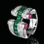 New Retro 3*4MM Ruby Emerald Sapphire Rings Lab Diamond Gemstone Cocktail Party Fine Jewelry Female Anniversary Personality Gift