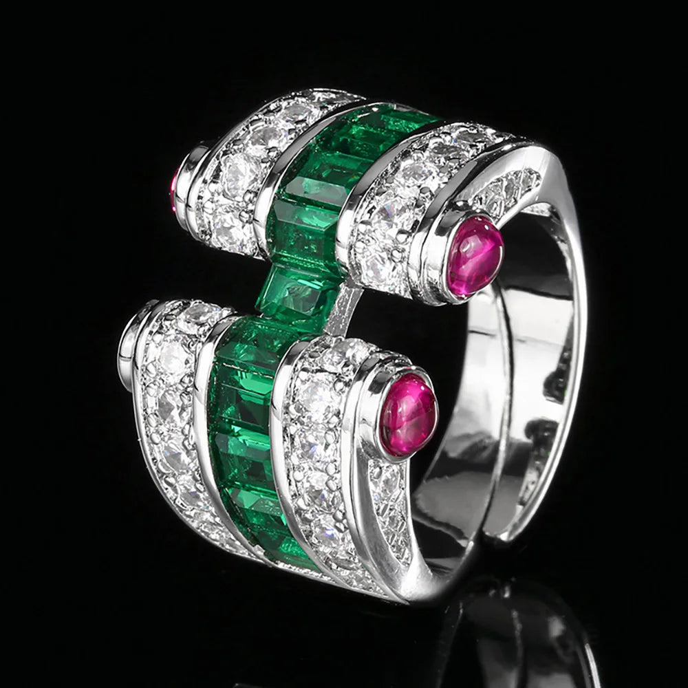 New Retro 3*4MM Ruby Emerald Sapphire Rings Lab Diamond Gemstone Cocktail Party Fine Jewelry Female Anniversary Personality Gift