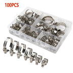 60/100pcs Adjustable Hose Clamps Stainless Steel Hoop Clamp Hose Clamp for Pipe Fuel Tube Faucet Fasteners Assortment Kit