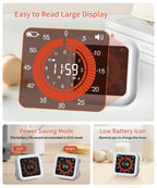 Multipurpose Visual Digital Timer Magnetic USB Charging Timer 12H Countdown Stopwatch for Office Classroom and Kitchen