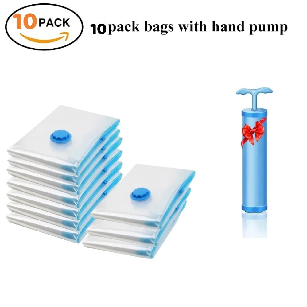 Vacuum Storage Bags for Clothes Compression, 3-10 Pack, 4 Sizes 60x40-80x100cm