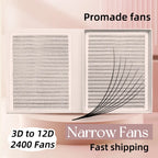 Narrow 2400 Fans Lashes XXL Mega Tray Premade Narrow Volume Fan Ultra Dark Pointy Base Promade Fans Eyelash Extensions Supplies