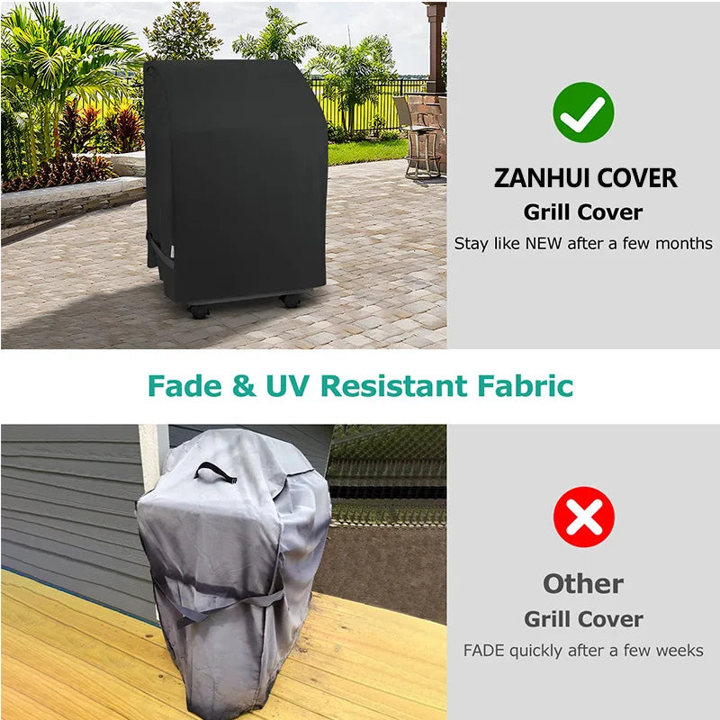 32 inch Gas Barbecue Stove Cover BBQ Cover,Rainproof Outdoor Oven Hood Cover,Folding Side Table 210D Cloth Black Grill Covers