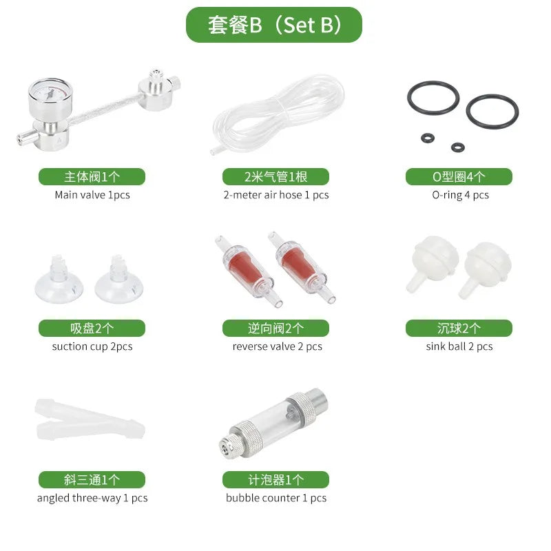Aquarium DIY CO2 Generator Kit with Solenoid Valve, Bubble Counter & Diffuser, 1 set