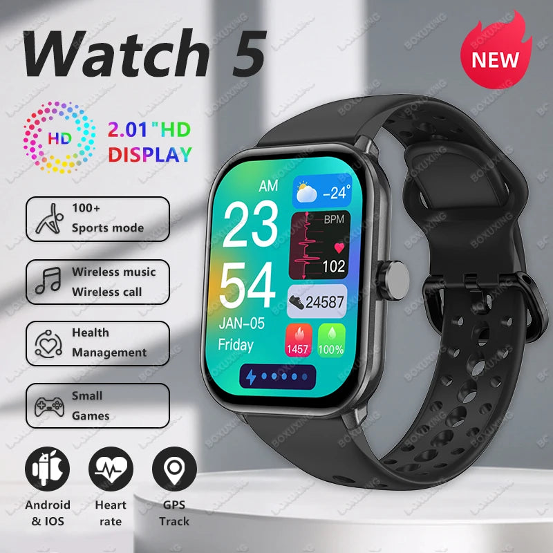 2026GPS Track Smart Watch 2.01-Inch Ultra HD AMOLED Screen IP68 Waterproof Sports Heart Rate Monitor Bluetooth Call Smartwatches
