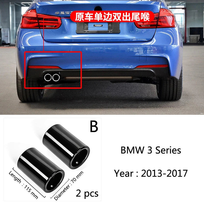 For BMW F10 F20 F30 F32 F34 F36 F48 Car Exhaust Muffler Tip Stainless Steel Pipe Chrome Trim Modified Car Rear Tail Throat Liner