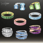 2025 New Dopamine Zircon Couple Ring Suitable for Rainbow Color Candy Theme Daily Dressing Party Party Party Preferred