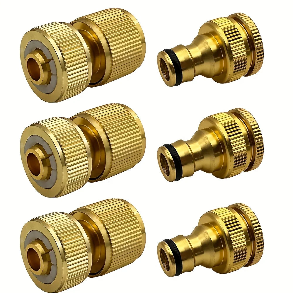 6/12pcs EU Standard Aluminum Hose Connector Set - 1/2'' & 3/4'' Tap Fitting + 1/2''(13-16mm) Quick Connect for Garden Pipes