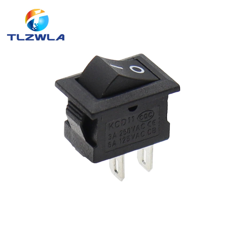 KCD11 Mini Rocker Switch 10x15mm 100pcs 2/3 Pin ON-OFF or ON-OFF-ON 3A 250VAC