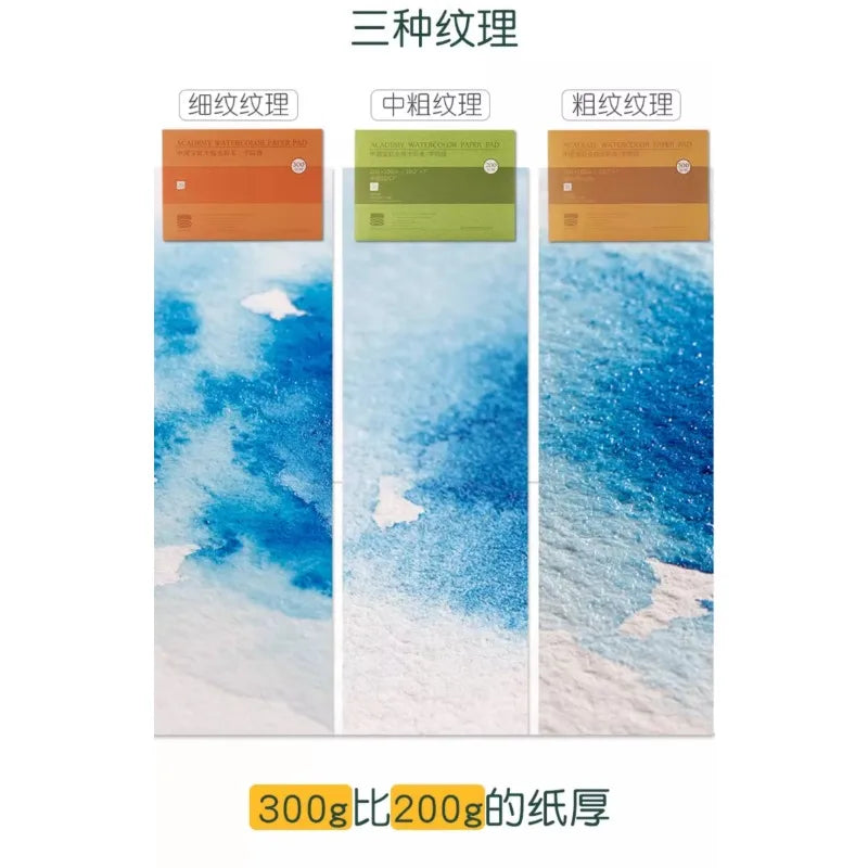 20 Sheets Baohong 300g Watercolor Sketchbook 100% Cotton Natural White Large 14.9x5.1 inch Landscape Water Color Paper Block