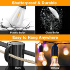 ST38 LED Outdoor String Lights Connectable IP65 Waterproof Shatterproof Plastic Bulbs