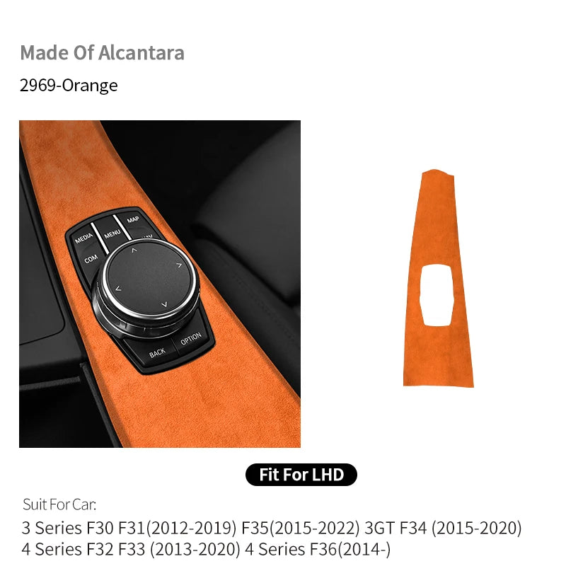 BMW 3 Series F30/F31/F34/F35/3GT Alcantara multimedia switch knob trim frame, LHD